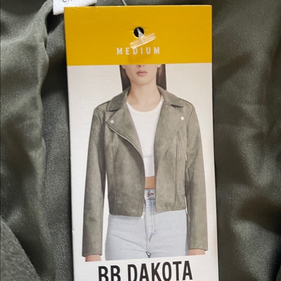 Green faux suede moto jacket nwt - Picture 3 of 5